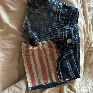 American Flag Denim Shorts